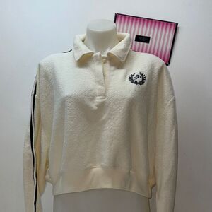 🔥PINK Victoria's Secret Cream Sweater polo sz XL New